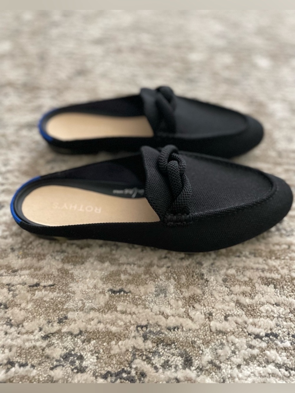 Rothy’s The Loafer Mule Slip on Flats Braided Knot Black Size 9